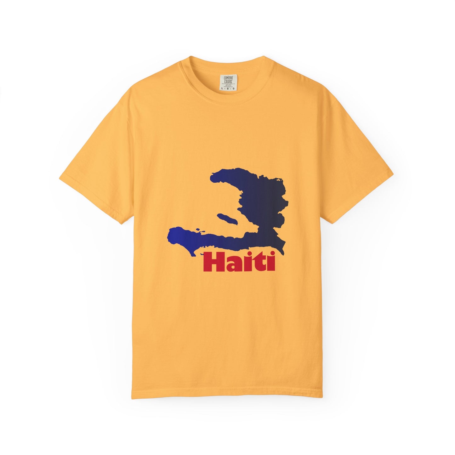 Haiti Map Tee, Garment-Dyed T-Shirt, Unisex Graphic Shirt, Casual Wear, Vacation Souvenir, Haitian Pride Clothing