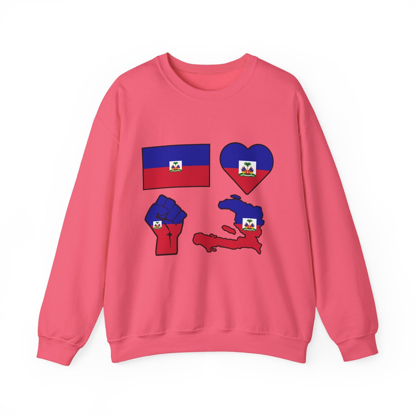 Haitian Pride Crewneck Sweatshirt | Unisex Sweatshirt, Haitian Culture Gift, Casual Wear, Flag Design, Love for Haiti, Cozy Fashion