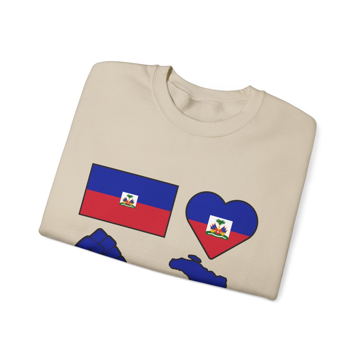 Haitian Pride Crewneck Sweatshirt | Unisex Sweatshirt, Haitian Culture Gift, Casual Wear, Flag Design, Love for Haiti, Cozy Fashion