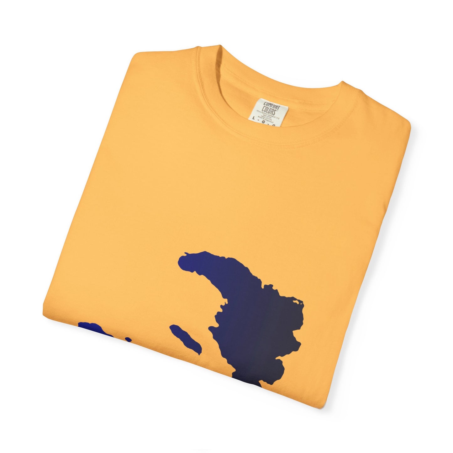 Haiti Map Tee, Garment-Dyed T-Shirt, Unisex Graphic Shirt, Casual Wear, Vacation Souvenir, Haitian Pride Clothing