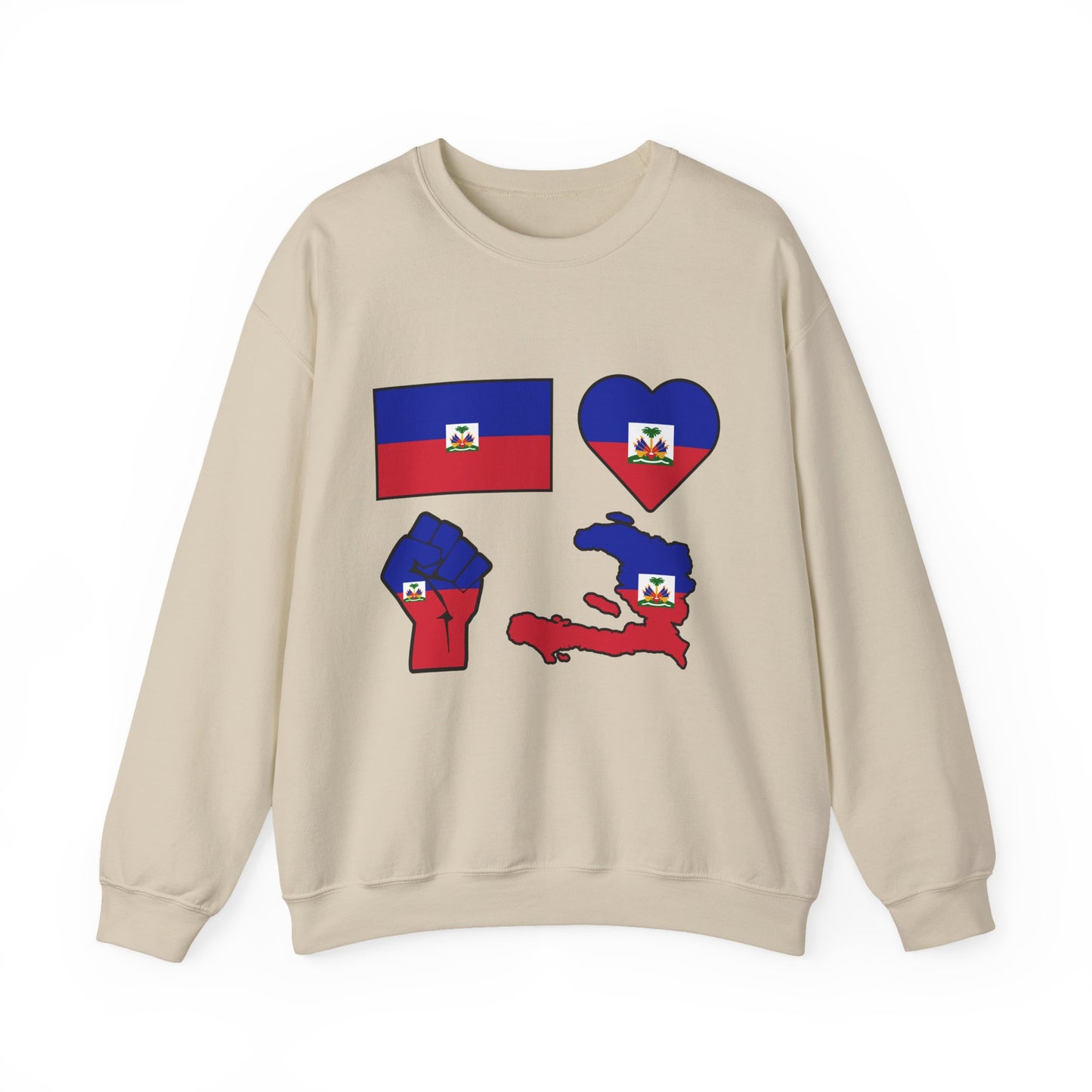 Haitian Pride Crewneck Sweatshirt | Unisex Sweatshirt, Haitian Culture Gift, Casual Wear, Flag Design, Love for Haiti, Cozy Fashion