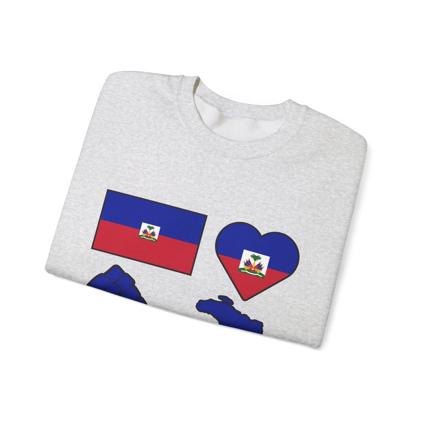 Haitian Pride Crewneck Sweatshirt | Unisex Sweatshirt, Haitian Culture Gift, Casual Wear, Flag Design, Love for Haiti, Cozy Fashion