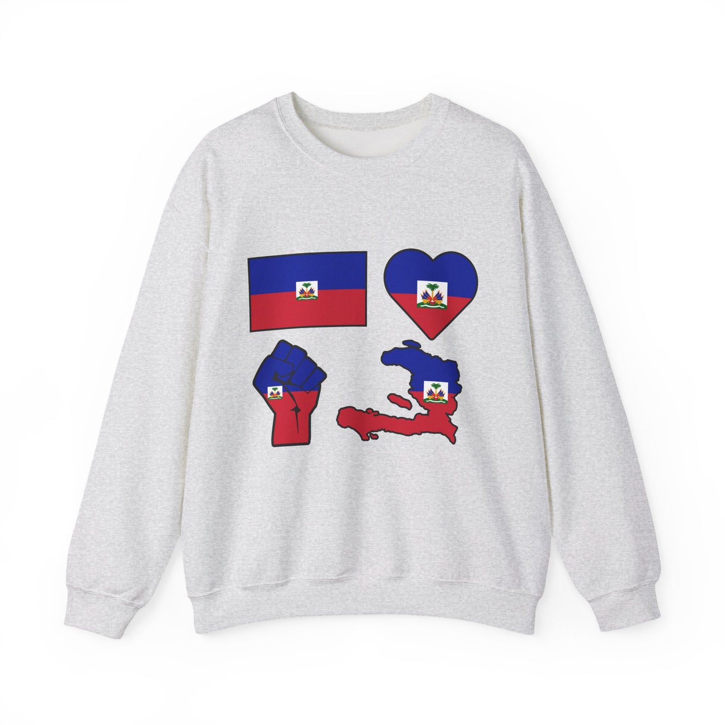 Haitian Pride Crewneck Sweatshirt | Unisex Sweatshirt, Haitian Culture Gift, Casual Wear, Flag Design, Love for Haiti, Cozy Fashion