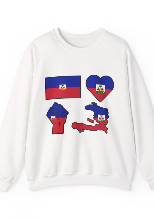 Haitian Pride Crewneck Sweatshirt | Unisex Sweatshirt, Haitian Culture Gift, Casual Wear, Flag Design, Love for Haiti, Cozy Fashion