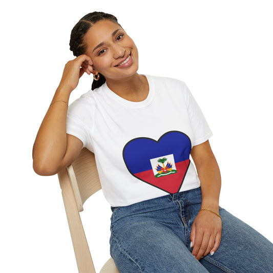 Haitian Pride Heart Unisex T-Shirt - Perfect for Festivals, Cultural Events, Gifts, Casual Wear, and Everyday Comfort