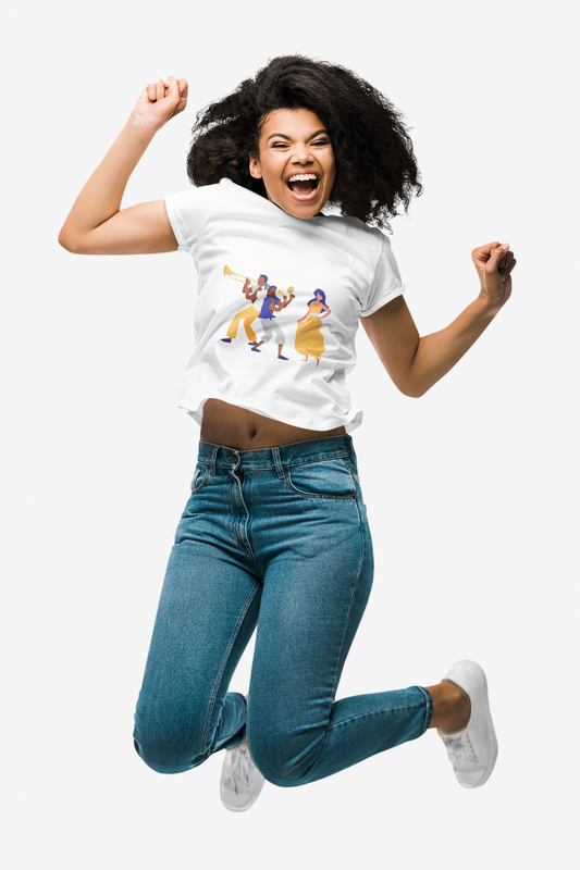Vibrant Unisex Softstyle T-Shirt with Music & Sunset Design - Perfect for Festivals, Beach Days, Casual Wear, Gift Ideas